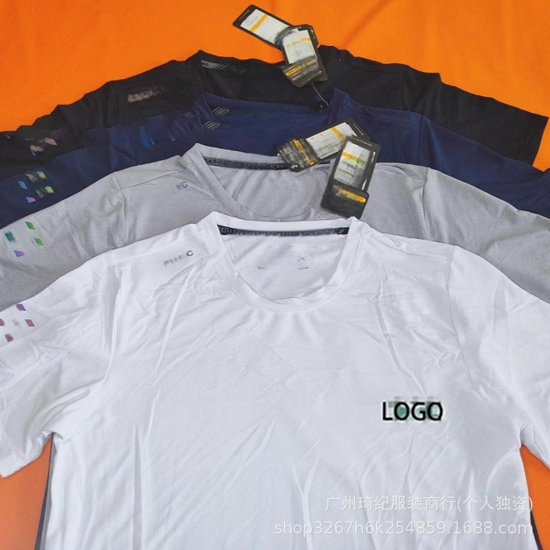 Cross-Border Export Ice Silk Quick-Drying Sports Short-Sleeved T-Shirt Men's Summer Outdoor Running Training Clothes Loose Fitness Tops