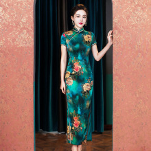 2025年新款真丝旗袍桑蚕丝复古夏季长款女改良日常年轻款高端气质