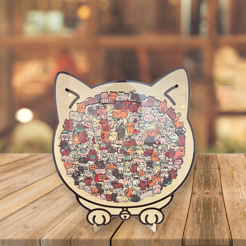 Cross-Border New Fun Wooden Puzzle, Super Challenging and Brain-Teasing Handmade Wooden Cat Puzzle Stress-Relief Toy Cross-Border New Fun Wooden Puzzle, Super Challenging and Brain-Teasing Handmade Wooden Cat Puzzle Stress-Relief Toy