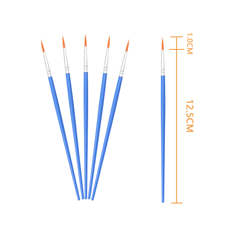 Pincel de nylon de cabeza plana azul pintura digital pintura al óleo para niños pluma de fila de pintura yeso muñeca bricolaje pintura gancho pluma de línea