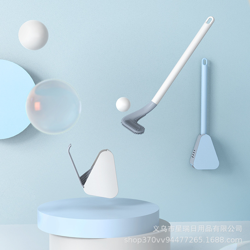 Toilet brush household non-dead angle long handle toilet washing artifact wall hanging base gap golf silicone toilet brush