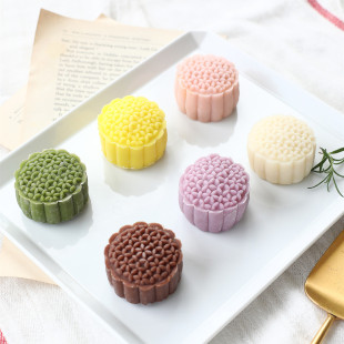 Natural gas teacher recommend-Japanese wind 50g 85g 125g100 line flower moon cake mold plastic hand pressure
