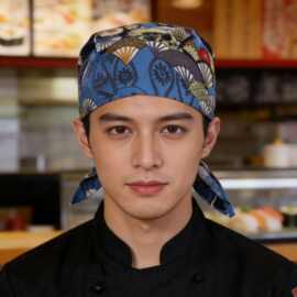 日式料理厨师帽男女服务员包头餐厅工作帽子厨房拉面寿司店头巾帽