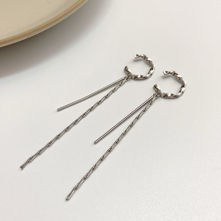Ear-hanging Earrings Women's Ear-free Tassel Simple Elegant Internet-famous Earrings Advanced Sense Personalized Ear Clip One-piece