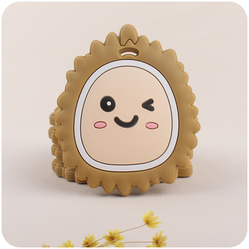 Nuevo bebé suministros dibujos animados fruta Durian teether calmante bebé creativo silicona mordedura molar juguete