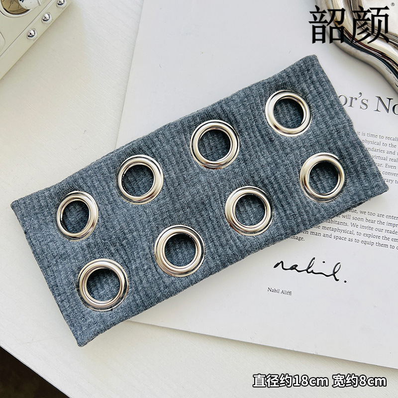 Hot Girls metal agujero redondo hueco elástico cinturón de cabello europeo y americano retro gótico punk rock festival tocado de moda