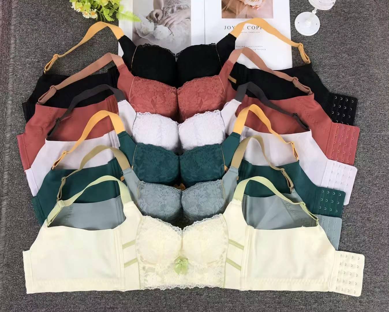 Nuevo sujetador de alta calidad de moda de encaje jacquard transpirable y cómodo ajuste lateral de pecho de botón múltiple ropa interior mujer