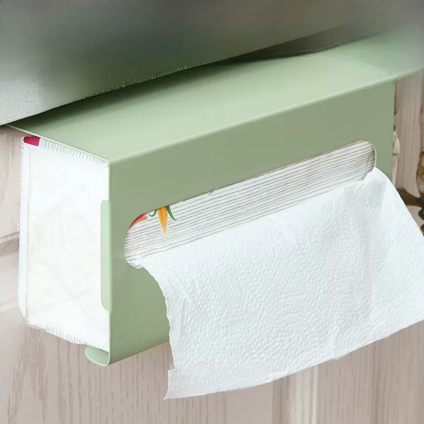 Kitchen Paper Towel Holder Without Punching Iron Paper Holder Household Napkin Creative Hanging Rack Cabinet Door Paper Box Wall Hanging