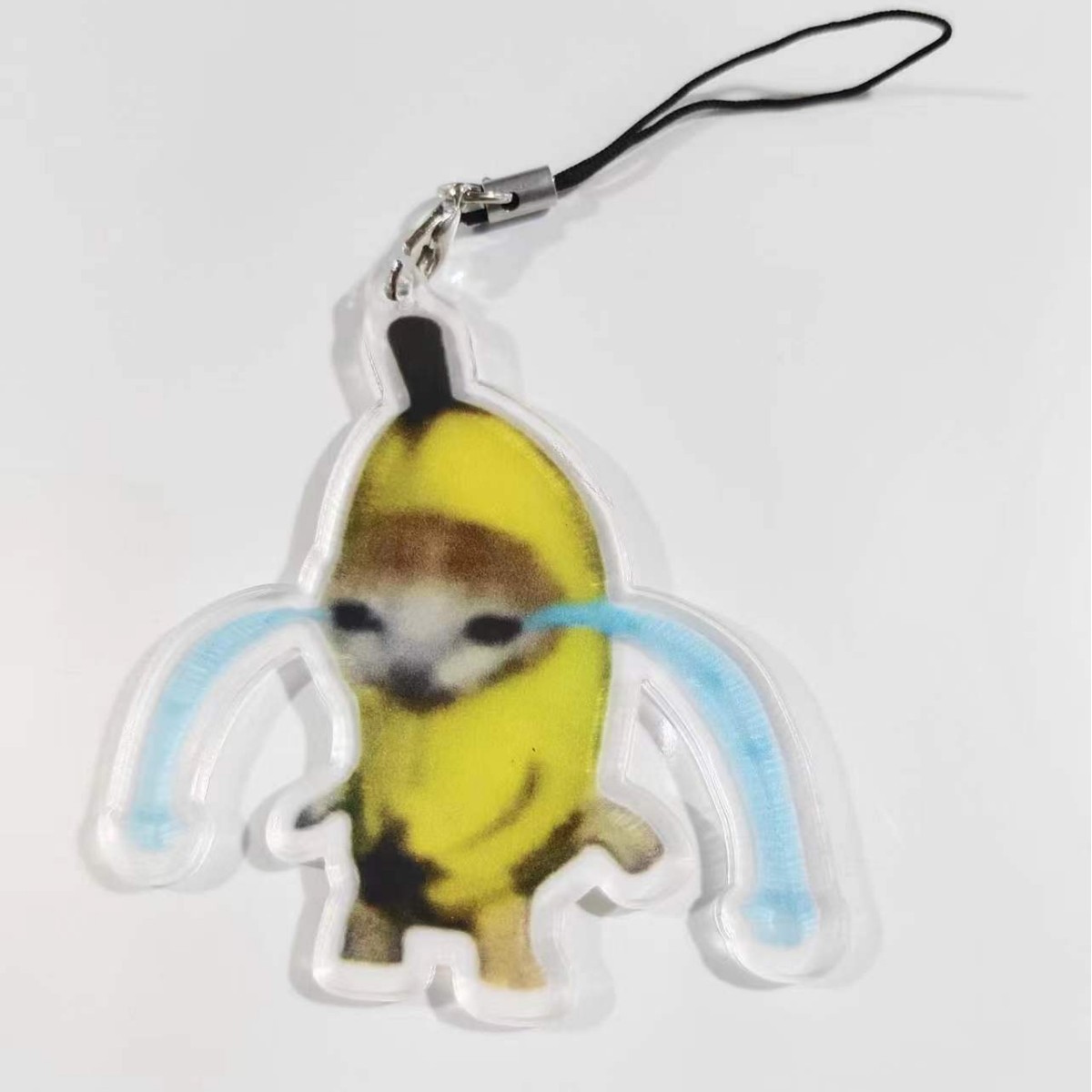 Comida Cabeza de gato Plátano Gato Emoji Llavero Red de Internet Escultura de arena Spoof Cat Little Red Book Estilo explosivo Colgante de mochila escolar
