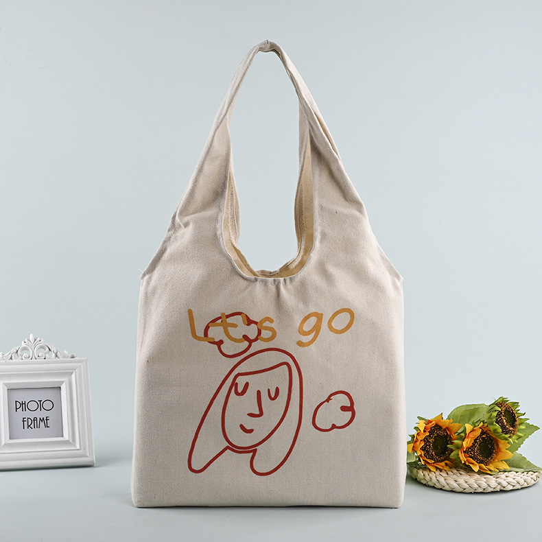 ins韩风简约背心帆布袋女夏小众单肩包学生大容量手提帆布袋定 制