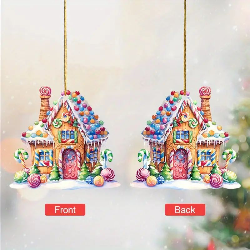 Navidad creativa nueva casa colgante transfronterizo nuevo acrílico plano automóvil colgante llavero colgante