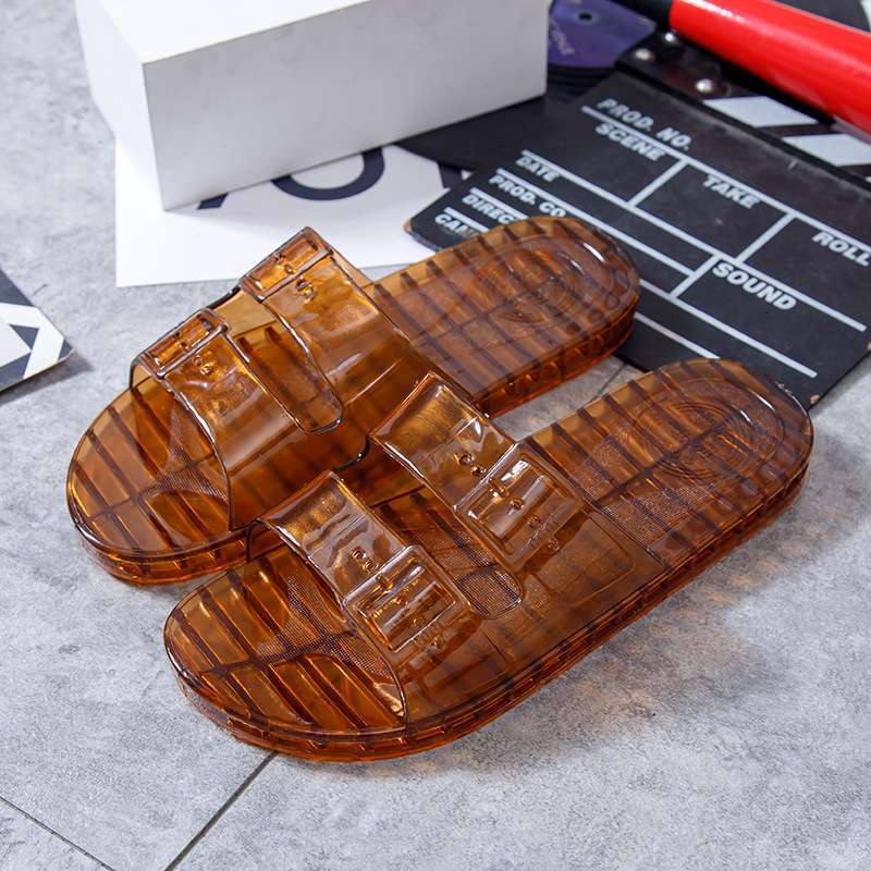 牛筋生胶拖鞋男水晶不臭脚透明浴室洗澡塑料耐磨居家防臭牛津塑胶