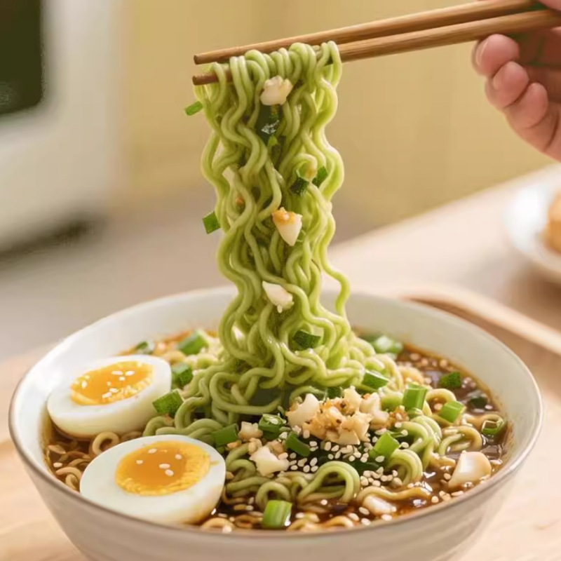 五種野菜麺 ノンフライ・調理不要・淹れられる野菜麺 ほうれん草麺 寮食代わり 低脂肪麺 即席麺|undefined