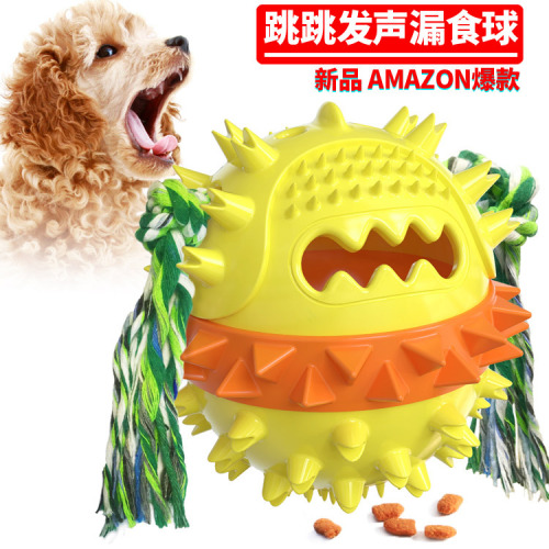 New Amazon Pet Puppy Teething Stick Sound Dog Toy Squeaky Food Ball Pet Supplies