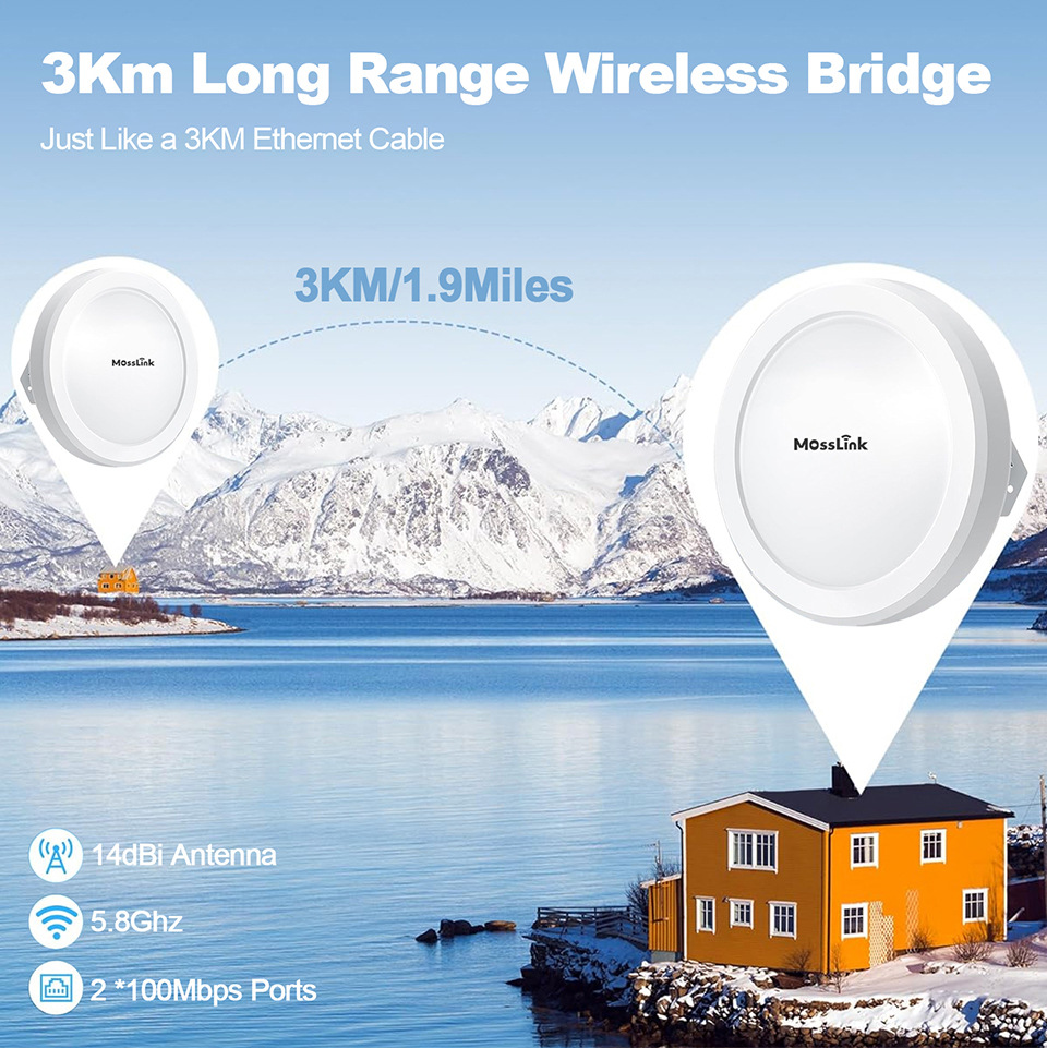 5.8g 300Mbps3千米远程无线网桥远程点对点室外CPE无线接入