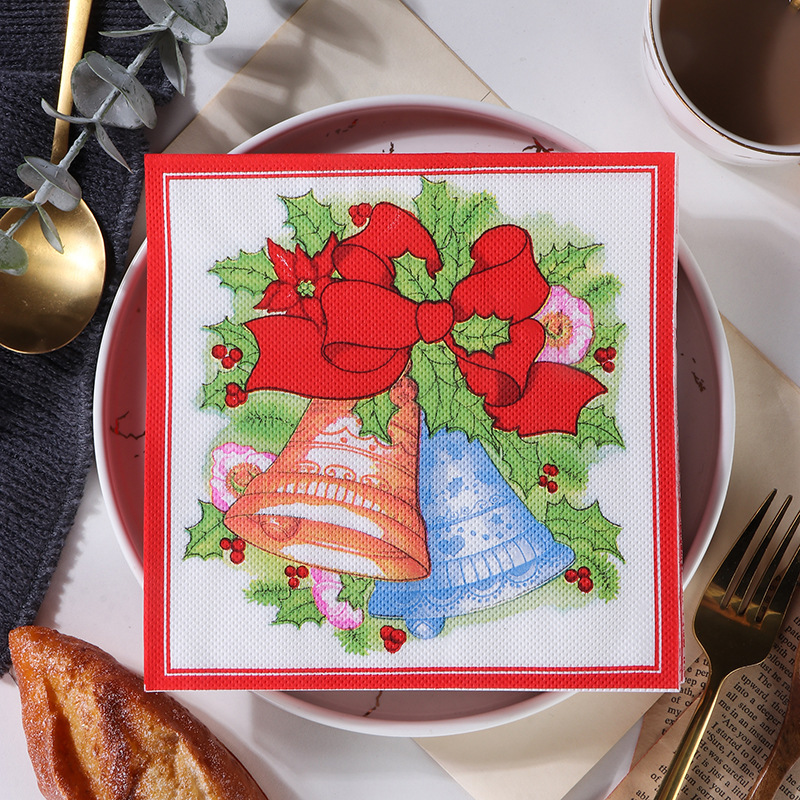 国境を越えたクリスマスの祝日装飾プリントナプキンヘラジカのティッシュパーティー赤いお祝いプリントティッシュ卸売り|undefined