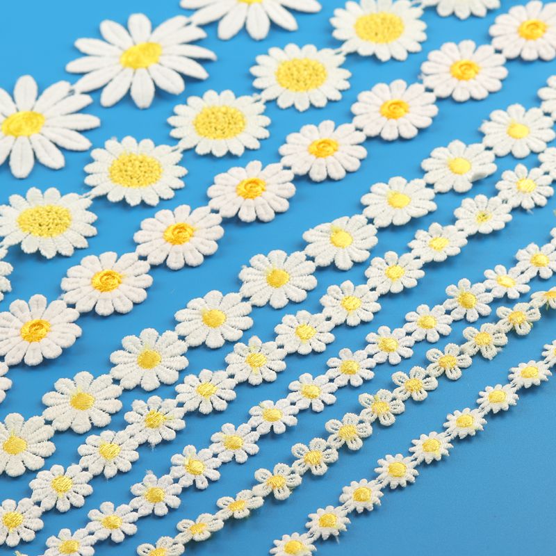 pétalos de sol accesorios de encaje de flores Daisy soluble en agua encaje jardín de infantes materiales hechos a mano decoración de gorras