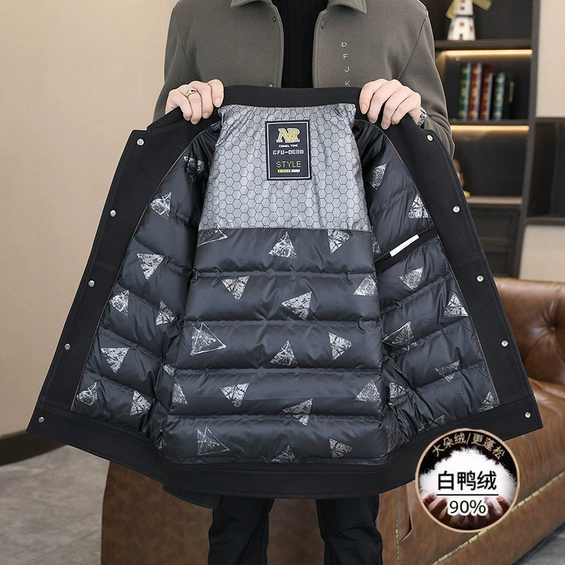 Short warm winter woolen coat, trend down jacket for leisure