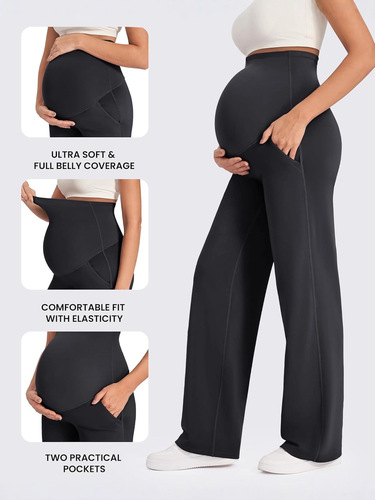 7061 Cross-border European and American pregnant women pants Spring and autumn, belly support pants, casual, open-leg pants, loose straight pants