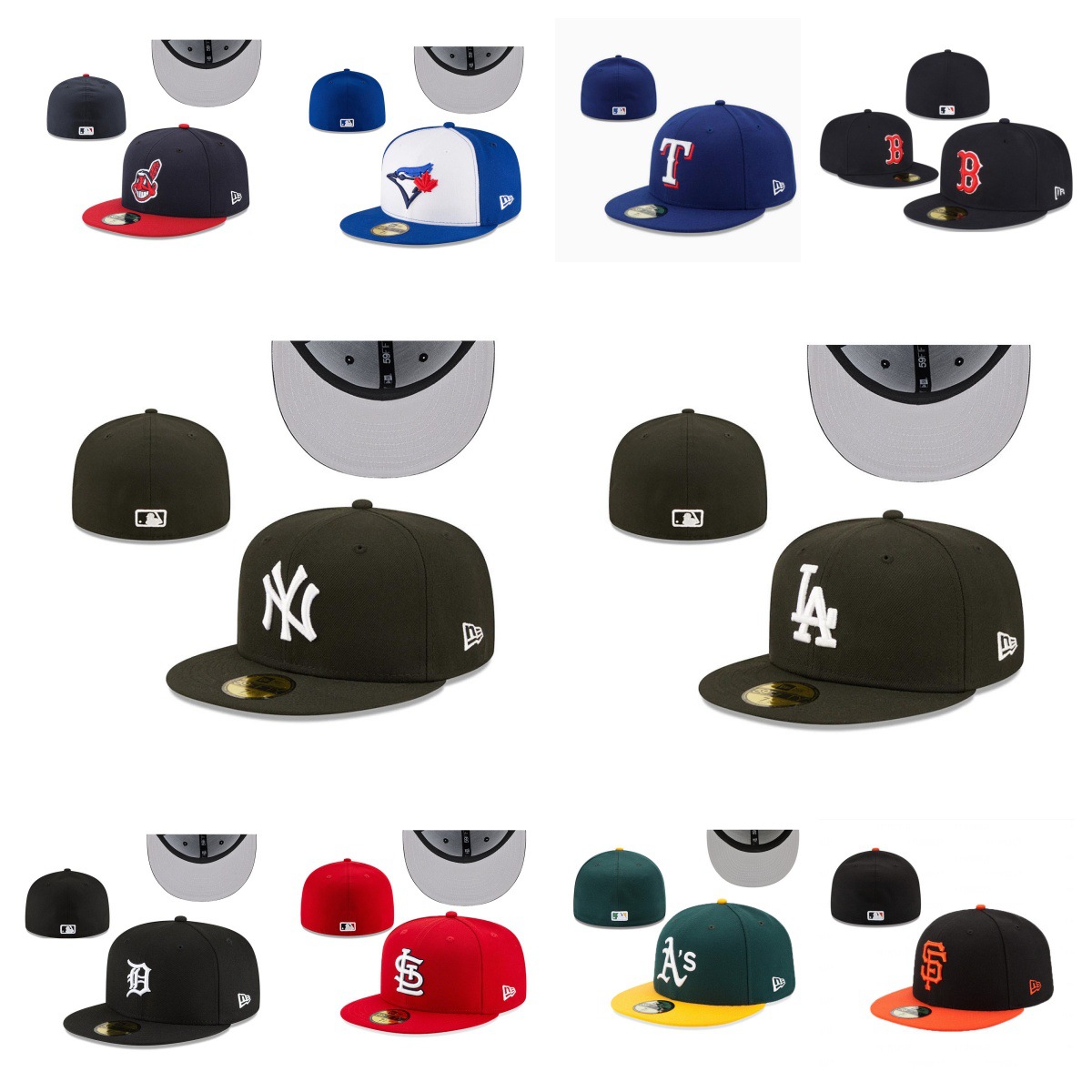 MLB baseball cap, New York Yankees, Los Angeles Dodgers, cross-border hot sale, fully closed, outdoor sports, flat brim cap