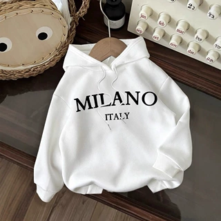 新款连帽热卖跨境连帽休闲 MILANO字母印花秋冬百搭卫衣女秋冬款