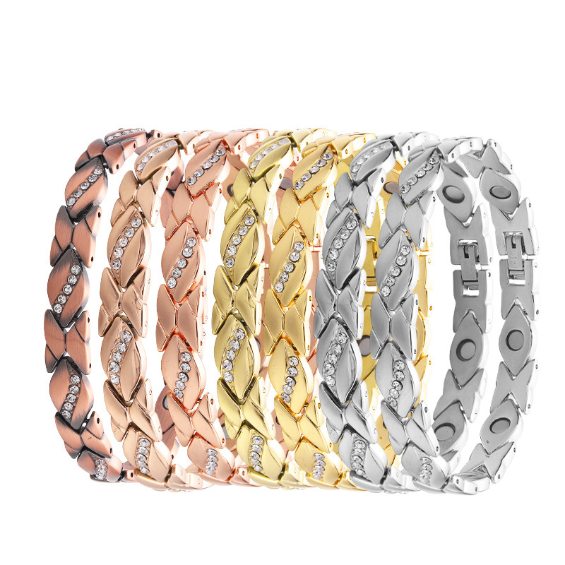 Amazon Cross-Border Specializes in Fashionable Diamond-Encrusted Stainless Steel Bracelets, Magnetic Therapy Health Care Couple Bracelets, Factory Direct Sales Amazon Cross-Border Specializes in Fashionable Diamond-Encrusted Stainless Steel Bracelets, Magnetic Therapy Health Care Couple Bracelets, Factory Direct Sales