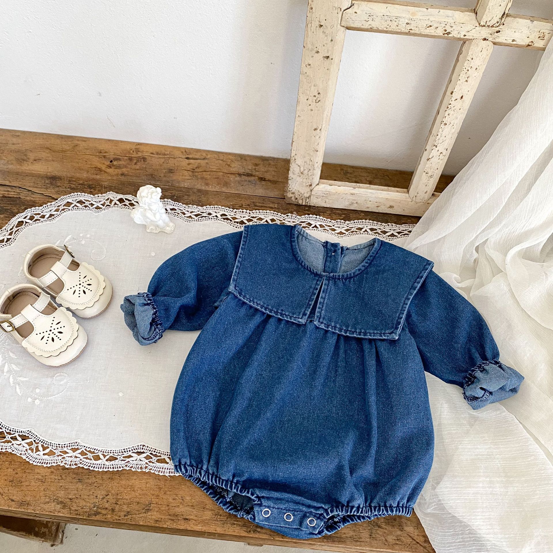 Jesenske kavbojke za dojenčke Ins2024, sestre, ljubke, nosijo velike reverje in krilo_voghion.com