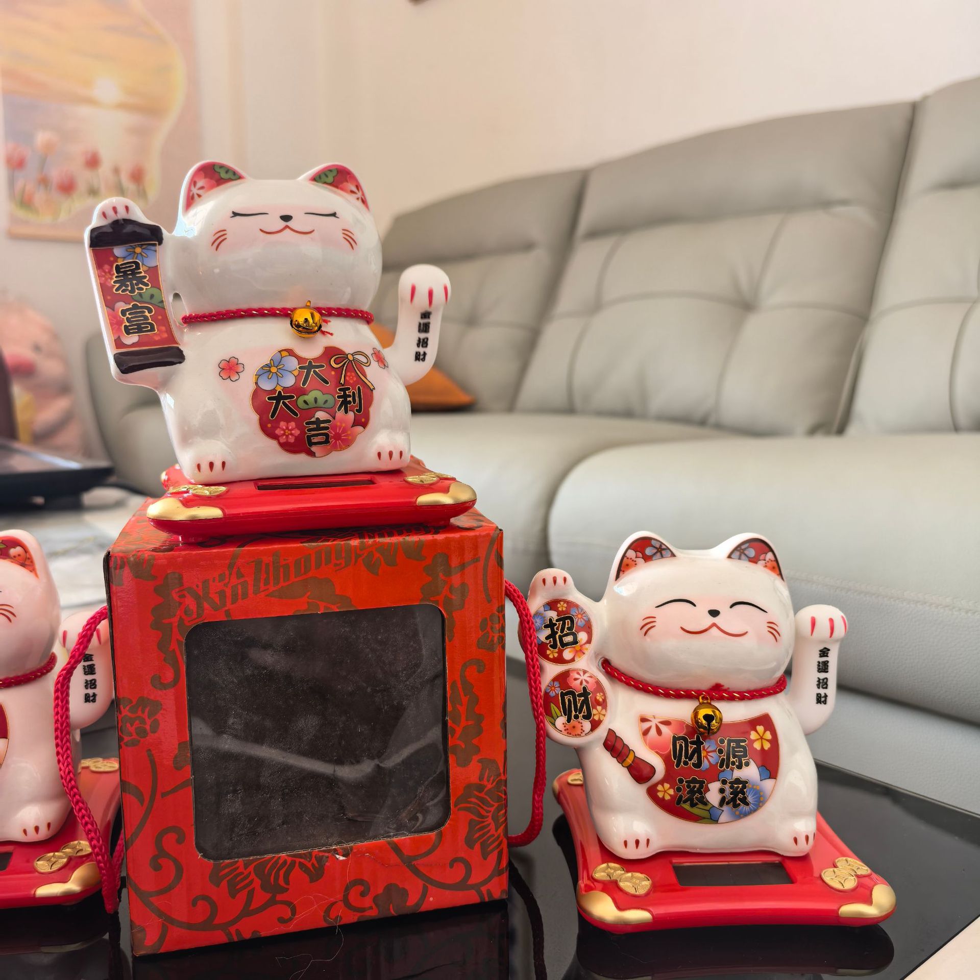 Gato de energía solar creativo lindo escritorio pequeño adornos de automóviles regalos adornos para el hogar