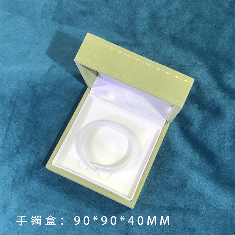 高级感レース箔押し直角バンプ装飾品ボックス草グリーン紙パイルプリントジュエリーボックスピアスボックスリングボックス|undefined