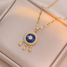 项链女 恶魔之眼项链土耳其外贸饰品蓝色眼睛圆环宝石锁骨链批发