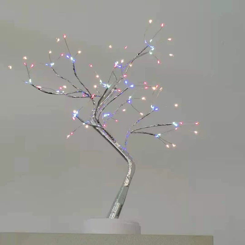 Новый RGB пультовый маленький светильник-дерево с красной сеткой, снежное дерево, светильник из медного митохромного дерева