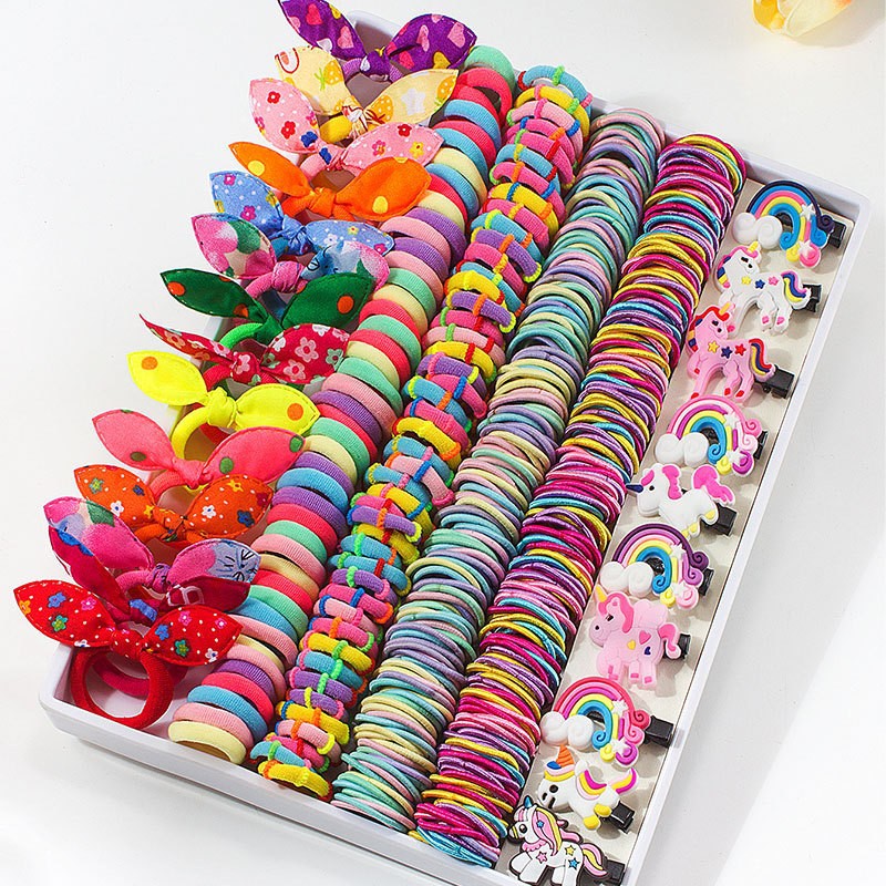 Tocado de los niños horquilla combinación traje caja de regalo banda de pelo del bebé chica clip lateral accesorios para el cabello chica princesa cuerda de pelo