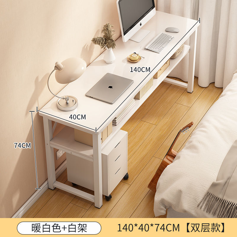 Escritorio de computadora, dormitorio de escritorio, escritorio de oficina en el hogar, escritorio largo, apartamento pequeño, estrecho contra la pared, escritorio de estudiante, estudio