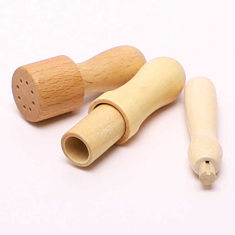 Agujas de lana de madera de 8 agujas de mano 3 agujas de madera de cabeza múltiple herramientas de pinchazo