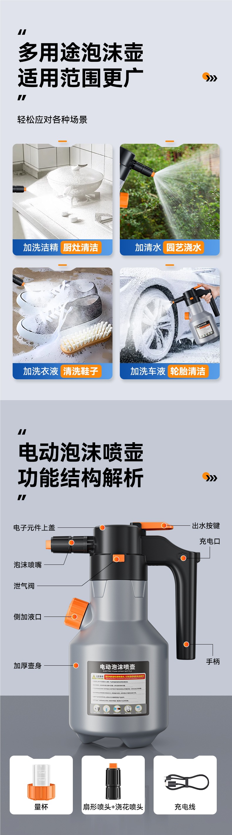 Electric Car Wash Foam Sprayer Rechargeable Car Washing Liquid