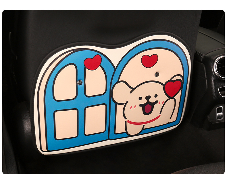Cartoon Car Anti-Kick Pad, Leather Printed Car Seat Back Anti-Dirty Protective Pad, Cute Car Rear Seat Anti-Kick Pad