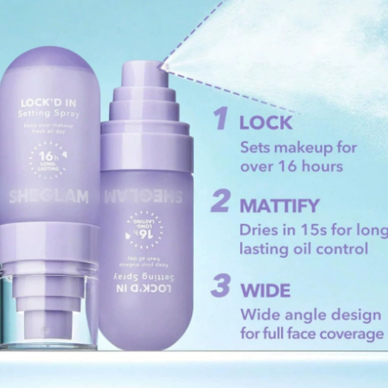 Setting Spray SHEGLAM Lock'd In, gently moisturizing, long-lasting finish (5×15 cm)