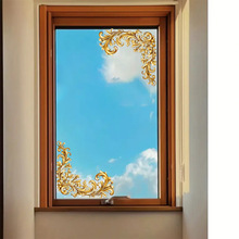 HS1447C轻奢古典风烫金植物藤曼金属质感自粘窗贴橱柜玻璃门贴纸