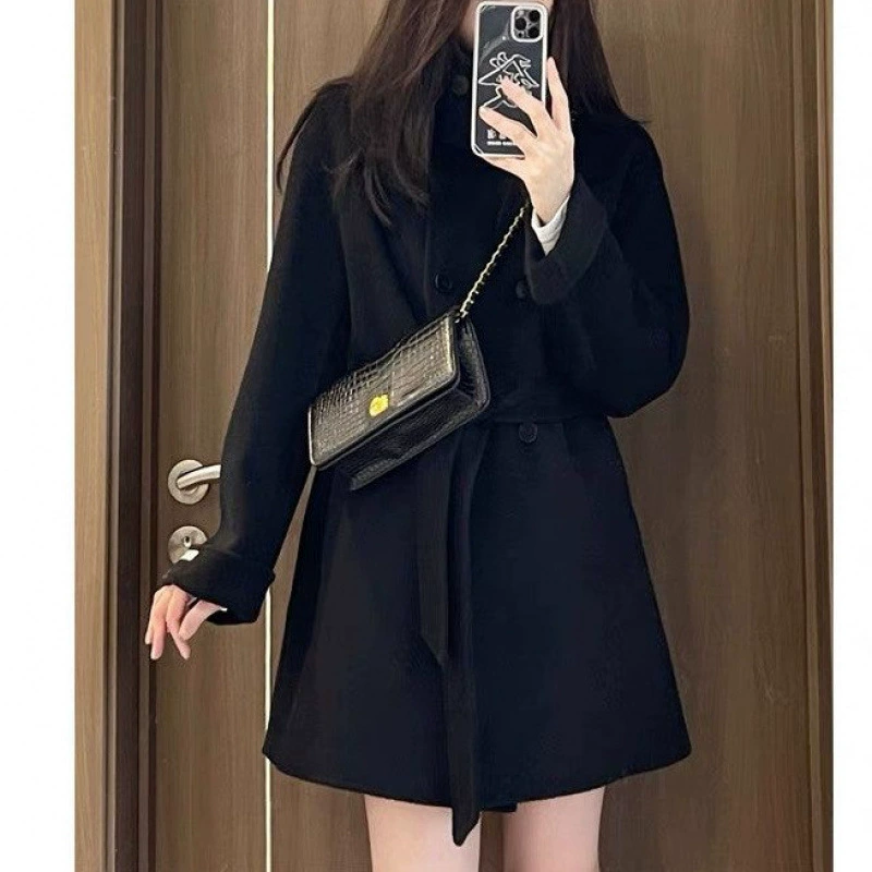 Demi-season short woolen coat, jacket, for teenagers, high-quality style, British style