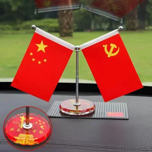 Car-Mounted Small Red Flag Ornament, Dashboard Red Flag Car Decoration, Office Desk Flag, Car Interior Decoration Flag Supplies, Metal