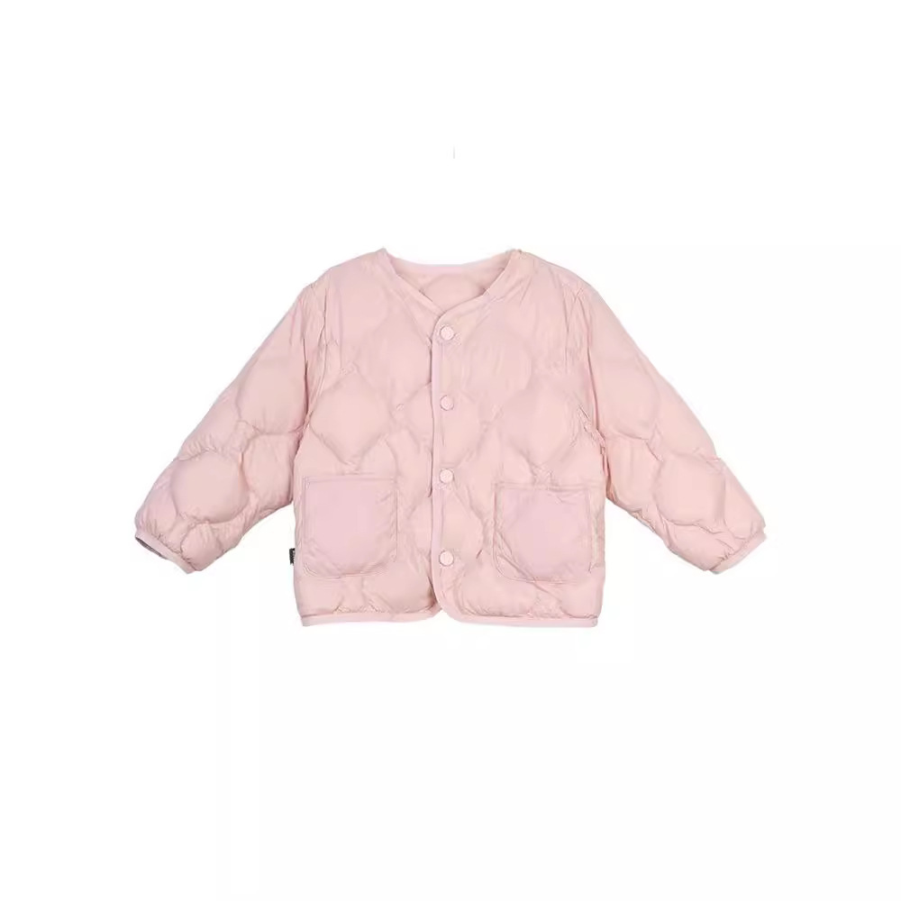 Niñas ligero Faux abajo chaqueta 2023 otoño nuevo bebé niñas abrigo corto de los niños estilo occidental color sólido superior