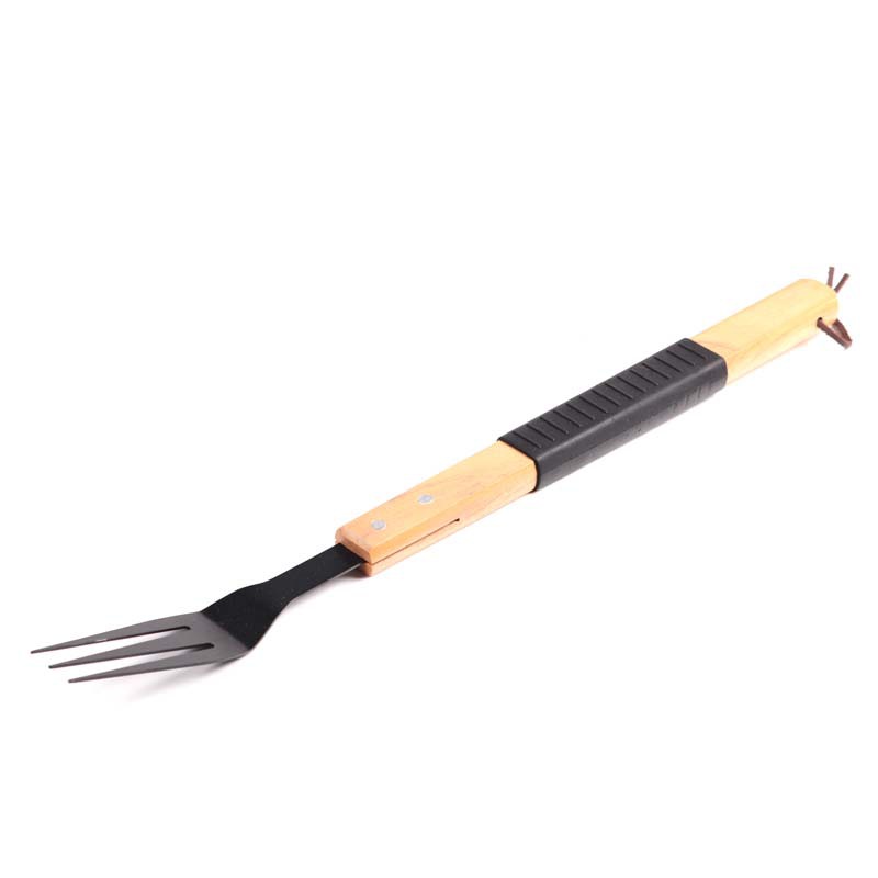 [Fuente de fábrica] Herramientas de barbacoa de 3 piezas antiadherente juego de hornear traje mango de madera de goma manga tenedor pala clip traje