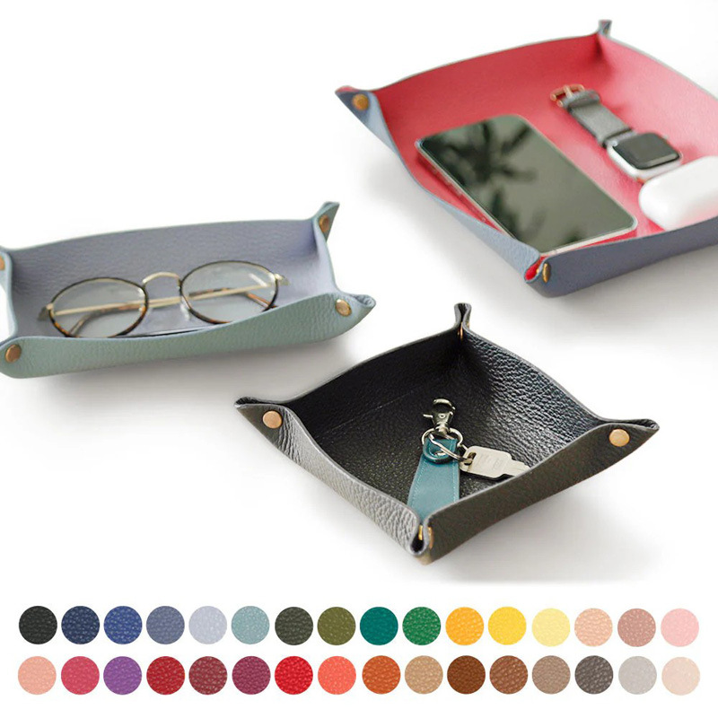 跨境皮革收纳盘北欧ins风桌面玄关钥匙化妆品首饰皮革整理收纳盘