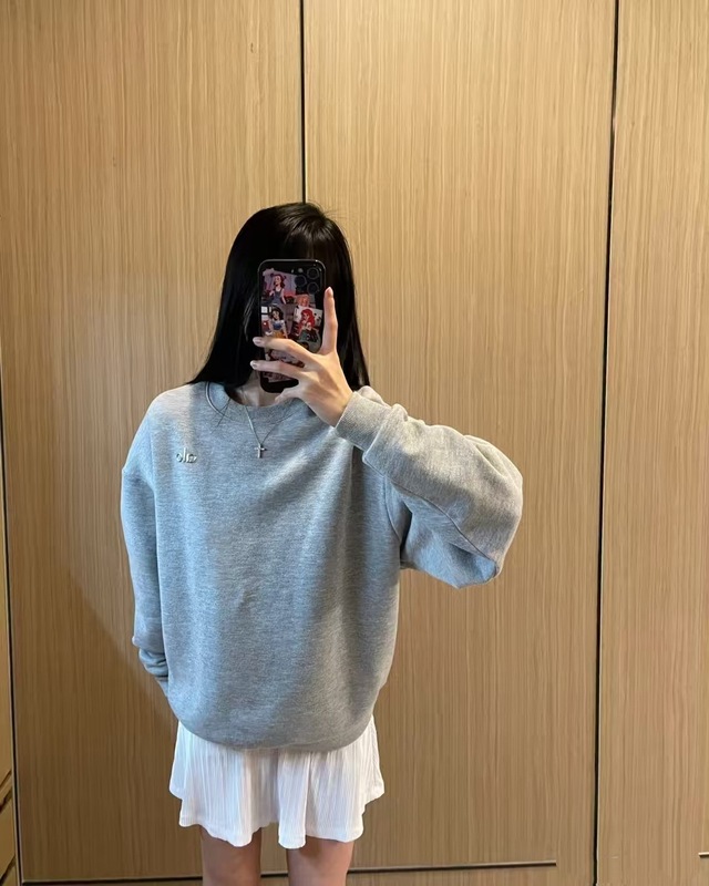 现货2025春秋季alo卫衣慵懒宽松休闲运动风纯棉毛圈圆领宽松显瘦|undefined