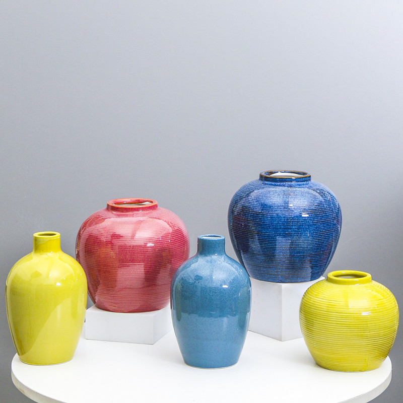 Estilo nórdico de cerámica ins florero simple jarrón de flores secas sala de estar decoración del hogar arreglo floral decoración creativa arreglo floral lote