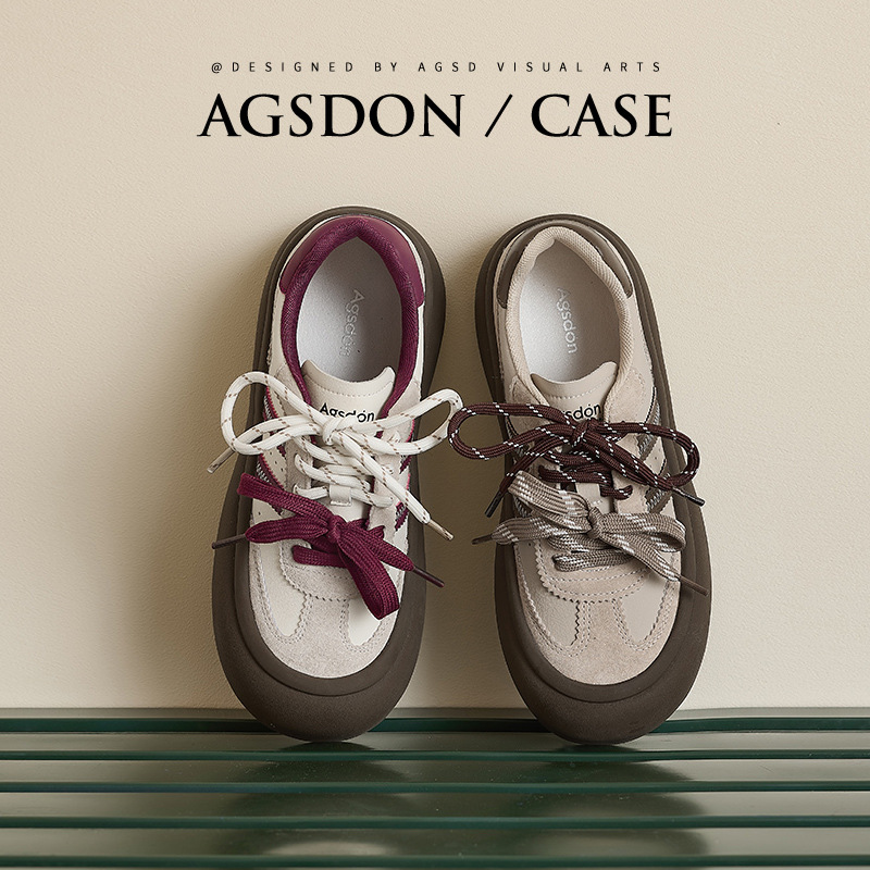 Augu Shi Dengde zapatos de entrenamiento para mujeres 2025, nuevos zapatos de skate deportivos casuales de primavera retro con suela gruesa, zapatos blancos grandes