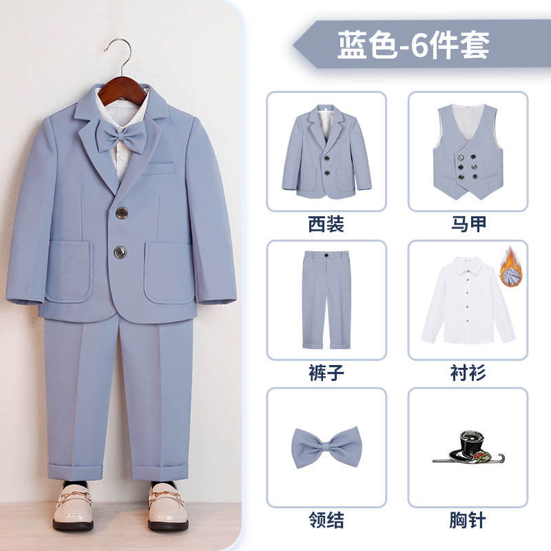 Vestido DE LOS NIÑOS guapo chico británico Caballero estilo traje de los niños pequeño traje de piano host traje de rendimiento