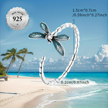 s925银昆虫戒指女小众设计简约滴胶蜻蜓开口厂家直销珍珠2025新款