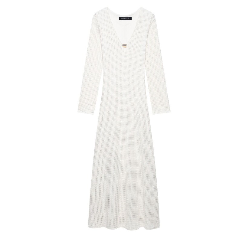 European and American Style Women's Clothing 2025 New European and American Fashion Crochet Midi Long-Sleeved Dress 0387054 712