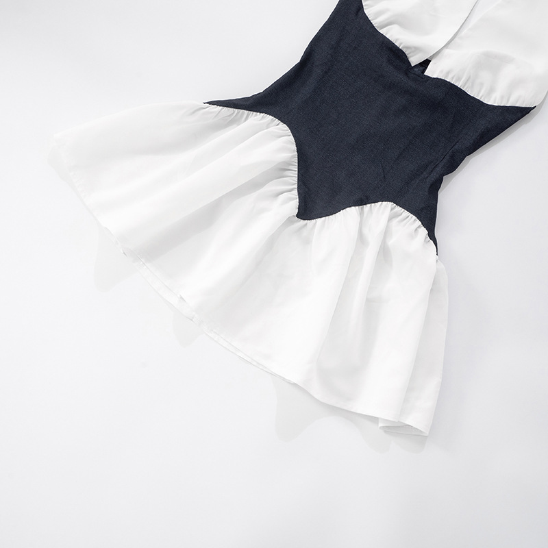 Deep V Halter Lace-up Backless Waist Trimming Skirt Dress